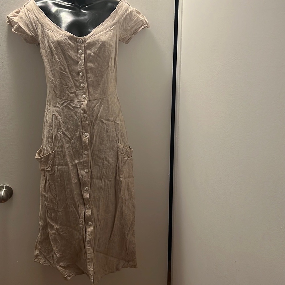 Linen blend midi dress